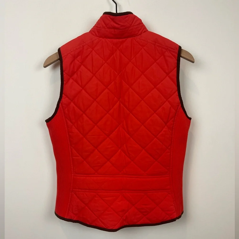 Lauren Ralph Lauren Quilted  Vibrant Orange Jacket with Brown Corduroy Accents - Picture 2 of 7